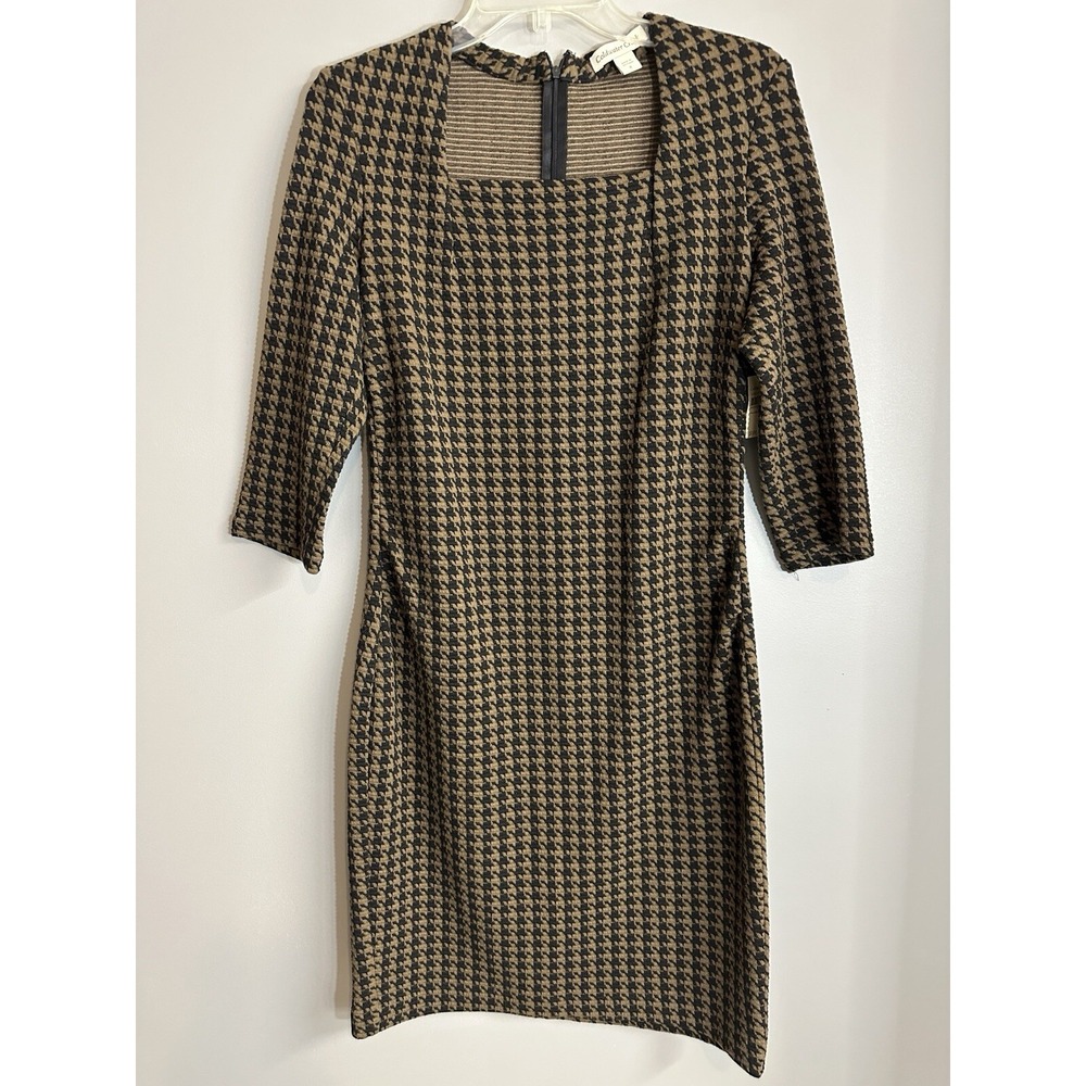 Coldwater Creek Houndstooth Women's Size 8 Sweater Dress Square‎ Neckline NWT